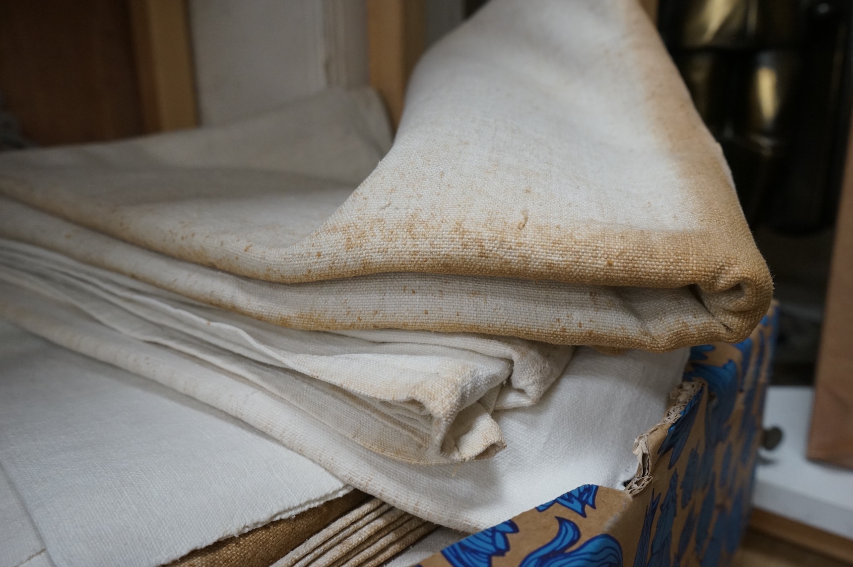 Six coarse French provincial linen sheets
